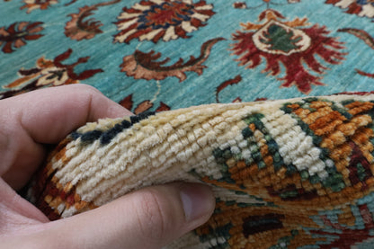 180 x 184 cm | Floral Round Hand Knotted Wool Afghan Carpet
