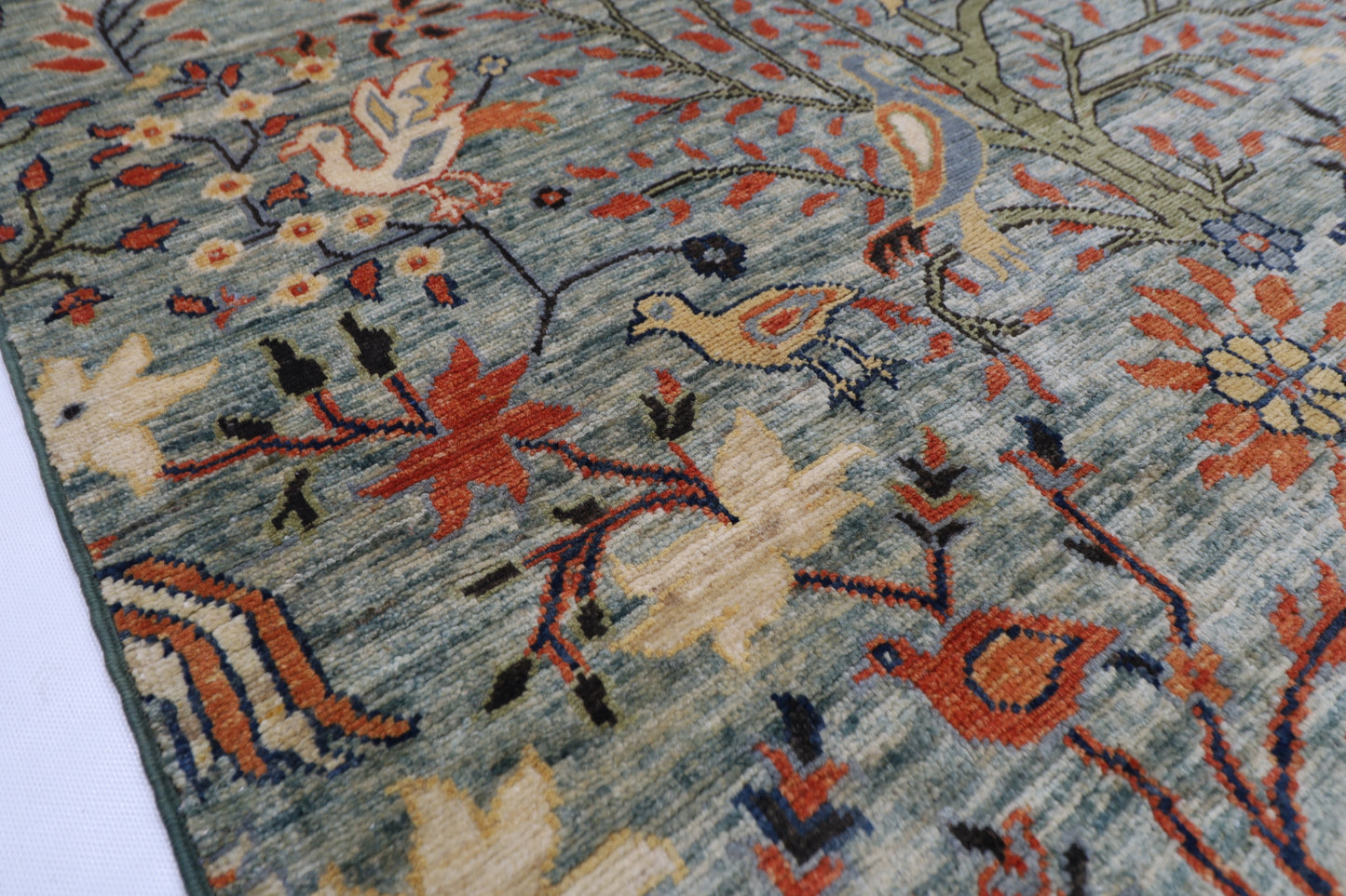 296 x 418 cm | Birds Gray Large Area Rug Afghan Hand Knotted Veg Dye Wool carpet