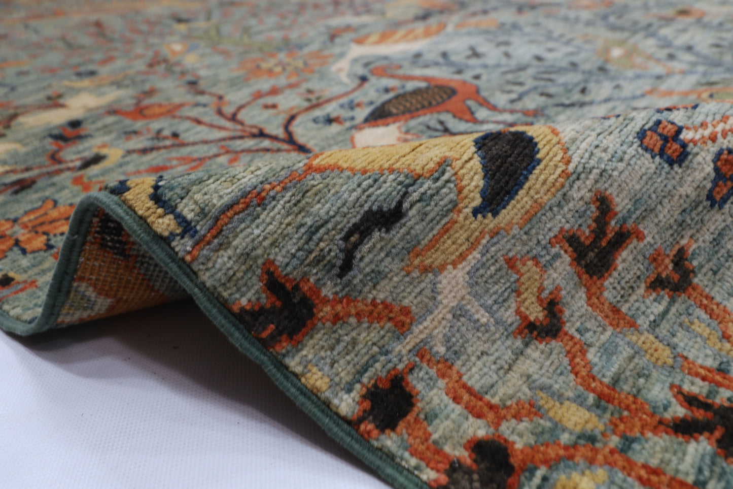 296 x 418 cm | Birds Gray Large Area Rug Afghan Hand Knotted Veg Dye Wool carpet