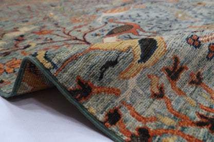 296 x 418 cm | Birds Gray Large Area Rug Afghan Hand Knotted Veg Dye Wool carpet