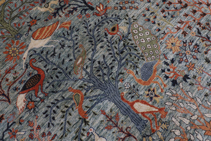296 x 418 cm | Birds Gray Large Area Rug Afghan Hand Knotted Veg Dye Wool carpet