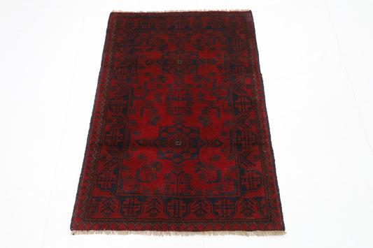 82 x 119 cm | Red Khal Mohammadi Afghan Tribal Hand Knotted Wool Carpet
