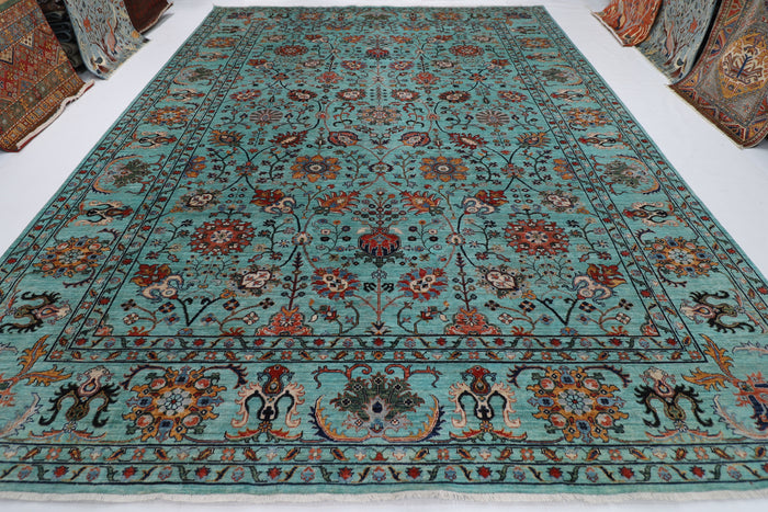 317 x 418 cm | Floral Tribal Area Rug Afghan Hand Knotted veg Dye Wool carpet