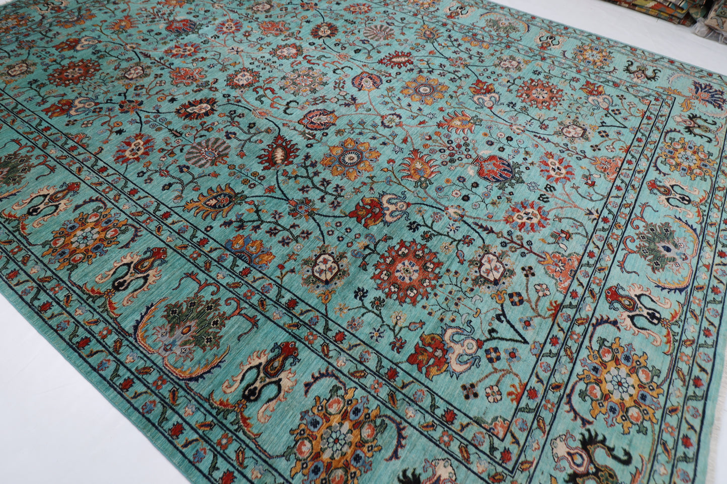 317 x 418 cm | Floral Tribal Area Rug Afghan Hand Knotted veg Dye Wool carpet