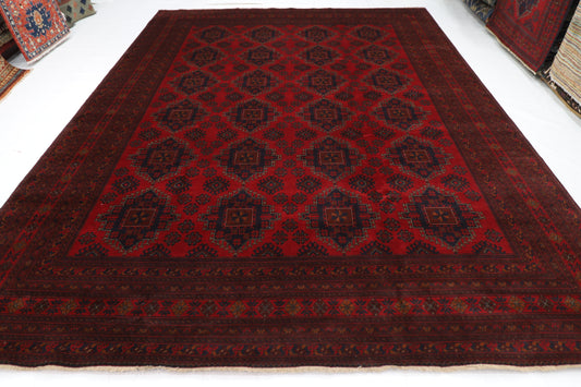 302 x 386 cm | Red Khal Mohammadi Afghan Tribal Hand Knotted Wool Carpet