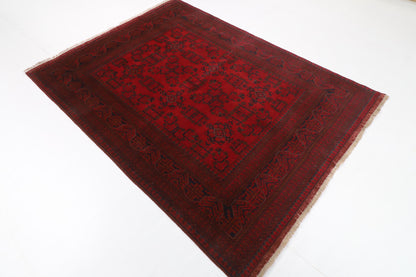 157 x 208 cm | Bokhara Red Hand Knotted Wool Afghan Carpet