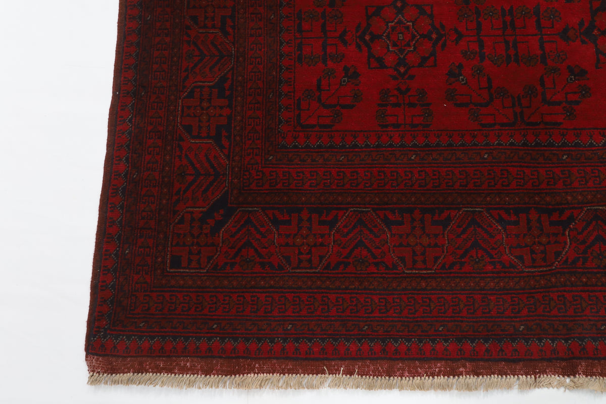157 x 208 cm | Bokhara Red Hand Knotted Wool Afghan Carpet