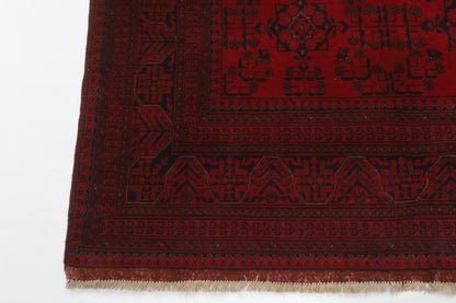 157 x 208 cm | Bokhara Red Hand Knotted Wool Afghan Carpet