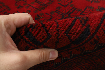 157 x 208 cm | Bokhara Red Hand Knotted Wool Afghan Carpet