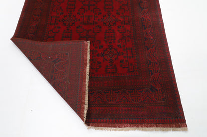 157 x 208 cm | Bokhara Red Hand Knotted Wool Afghan Carpet