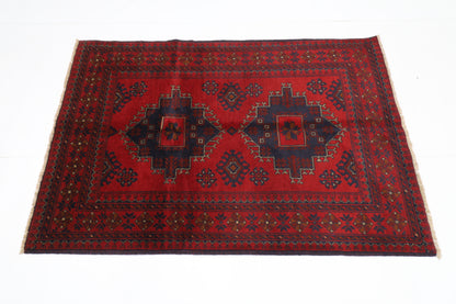 100 x 147 cm | Red Khal Mohammadi Afghan Tribal Hand Knotted Wool Carpet