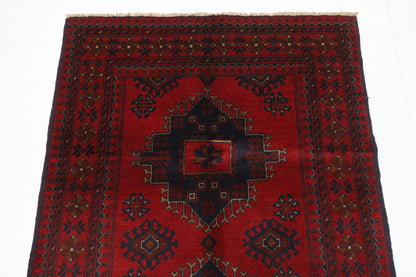 100 x 147 cm | Red Khal Mohammadi Afghan Tribal Hand Knotted Wool Carpet