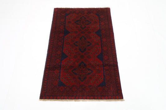 80 x 122 cm | Red Khal Mohammadi Afghan Tribal Hand Knotted Wool Carpet