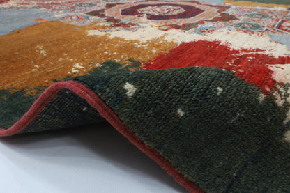 151 x 200 cm | Mamluk Abstract Hand Knotted Wool Afghan Carpet