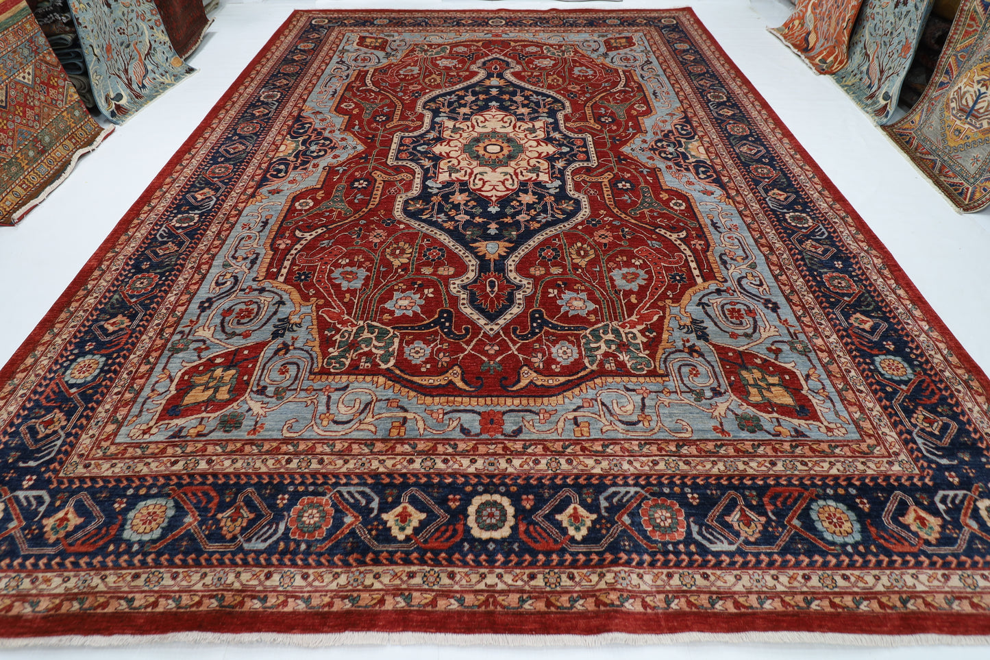 307 x 429 cm | Heriz Red Area Rug Afghan Hand Knotted veg Dye Wool carpet