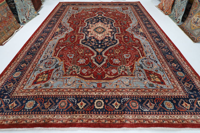 307 x 429 cm | Heriz Red Area Rug Afghan Hand Knotted veg Dye Wool carpet