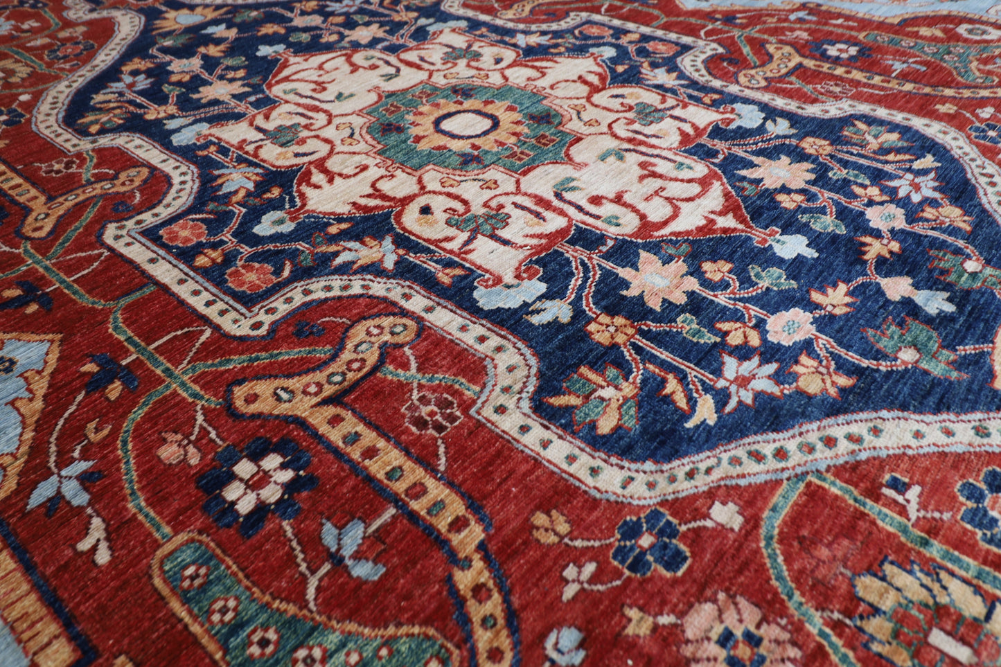 307 x 429 cm | Heriz Red Area Rug Afghan Hand Knotted veg Dye Wool carpet