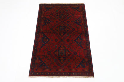 80 x 122 cm | Red Khal Mohammadi Afghan Tribal Hand Knotted Wool Carpet