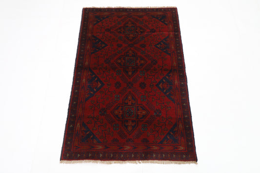 80 x 122 cm | Red Khal Mohammadi Afghan Tribal Hand Knotted Wool Carpet