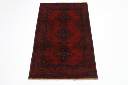 81 x 122 cm | Red Khal Mohammadi Afghan Tribal Hand Knotted Wool Carpet