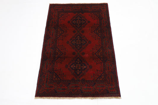 81 x 122 cm | Red Khal Mohammadi Afghan Tribal Hand Knotted Wool Carpet