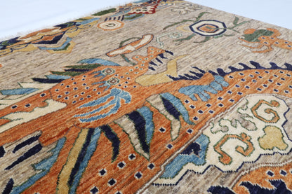 149 x 204 cm | Dragon Hand Knotted Wool Afghan Carpet