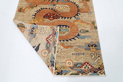 149 x 204 cm | Dragon Hand Knotted Wool Afghan Carpet