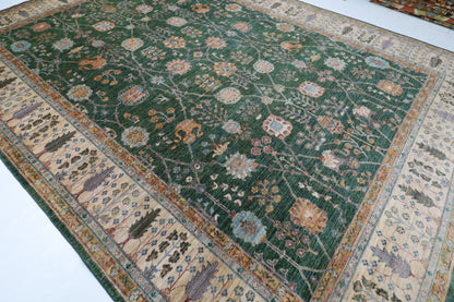 306 x 418 cm | Bidjar Floral green Area Rug Afghan Hand Knotted veg Dye Wool carpet
