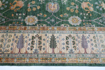 306 x 418 cm | Bidjar Floral green Area Rug Afghan Hand Knotted veg Dye Wool carpet