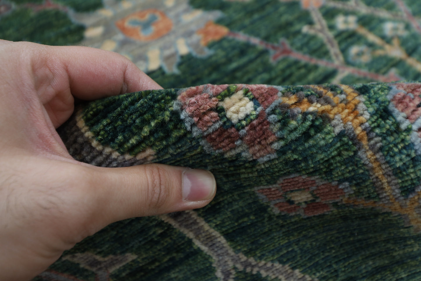 306 x 418 cm | Bidjar Floral green Area Rug Afghan Hand Knotted veg Dye Wool carpet