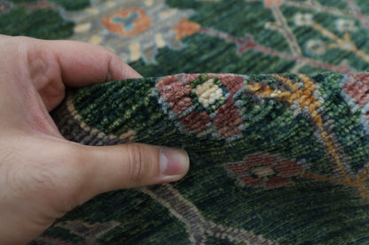 306 x 418 cm | Bidjar Floral green Area Rug Afghan Hand Knotted veg Dye Wool carpet