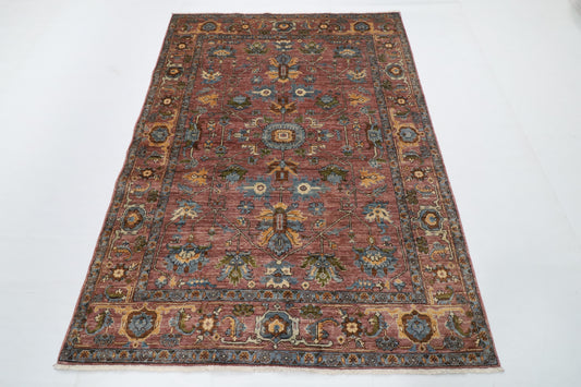 151 x 206 cm | Bidjar Pink Hand Knotted Wool Afghan Carpet