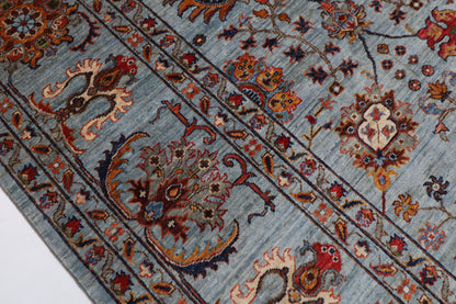 311 x 423 cm | Floral Gray Area Rug Afghan Hand Knotted veg Dye Wool carpet