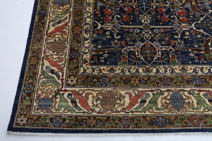 306x 421 cm | Floral bidjar blue Area Rug Afghan Hand Knotted veg Dye Wool carpet