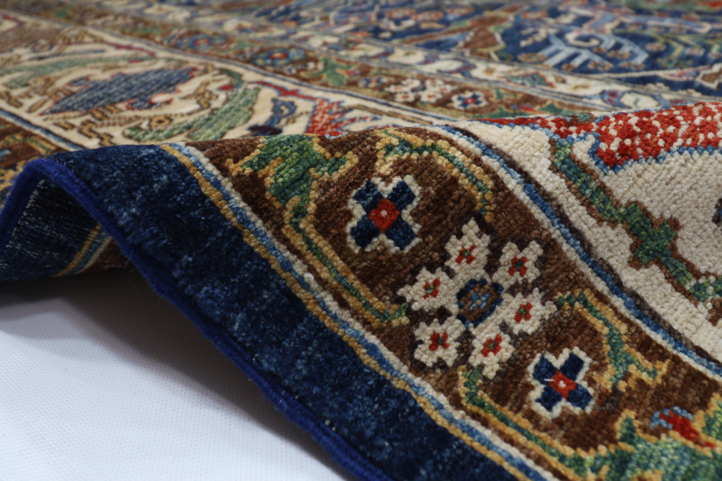 306x 421 cm | Floral bidjar blue Area Rug Afghan Hand Knotted veg Dye Wool carpet