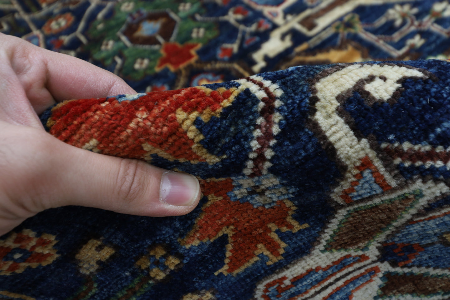 306x 421 cm | Floral bidjar blue Area Rug Afghan Hand Knotted veg Dye Wool carpet