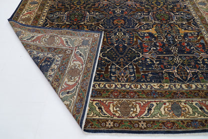 306x 421 cm | Floral bidjar blue Area Rug Afghan Hand Knotted veg Dye Wool carpet