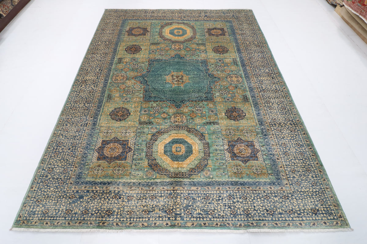 207 x 272 cm | Mamluk Hand Knotted Wool Afghan Carpet