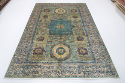 207 x 272 cm | Mamluk Hand Knotted Wool Afghan Carpet