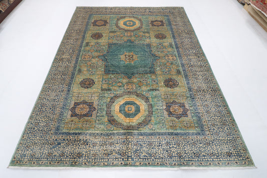 207 x 272 cm | Mamluk Hand Knotted Wool Afghan Carpet