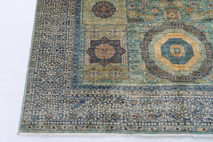 207 x 272 cm | Mamluk Hand Knotted Wool Afghan Carpet