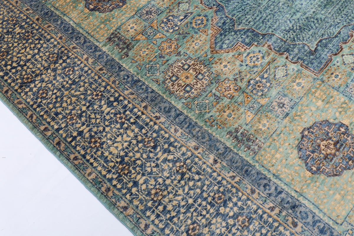 207 x 272 cm | Mamluk Hand Knotted Wool Afghan Carpet