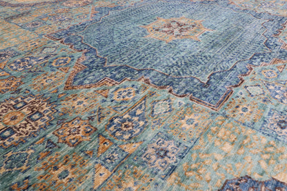207 x 272 cm | Mamluk Hand Knotted Wool Afghan Carpet
