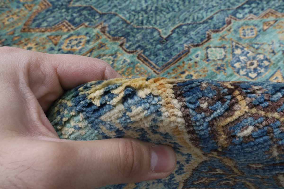 207 x 272 cm | Mamluk Hand Knotted Wool Afghan Carpet