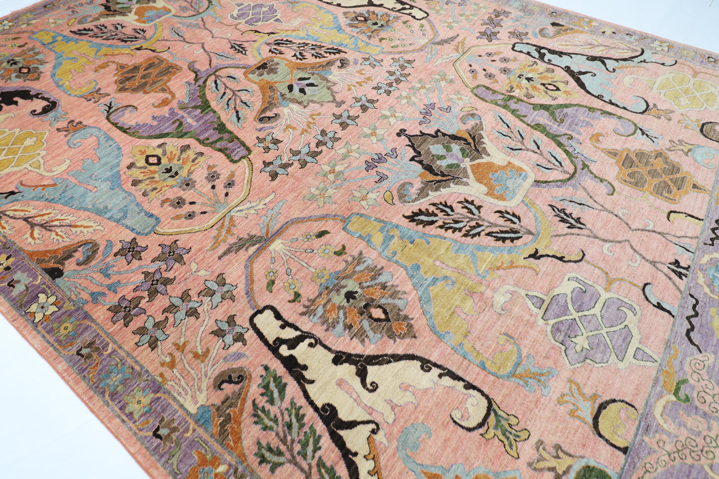 308 x 423 cm | Kawros Pink Area Rug Afghan Hand Knotted Veg Dye Wool carpet