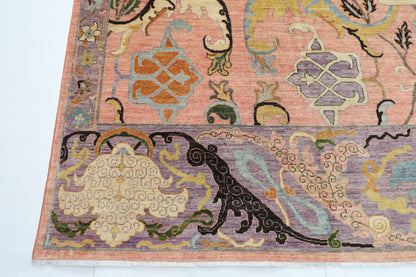 308 x 423 cm | Kawros Pink Area Rug Afghan Hand Knotted Veg Dye Wool carpet