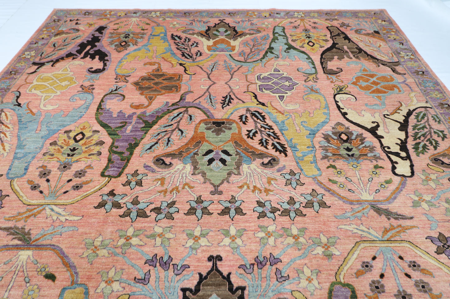 308 x 423 cm | Kawros Pink Area Rug Afghan Hand Knotted Veg Dye Wool carpet