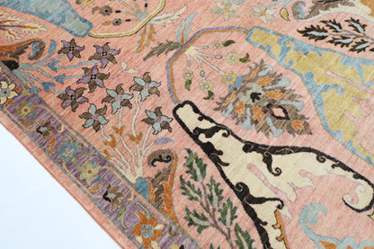 308 x 423 cm | Kawros Pink Area Rug Afghan Hand Knotted Veg Dye Wool carpet