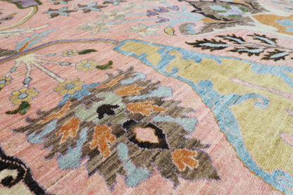 308 x 423 cm | Kawros Pink Area Rug Afghan Hand Knotted Veg Dye Wool carpet