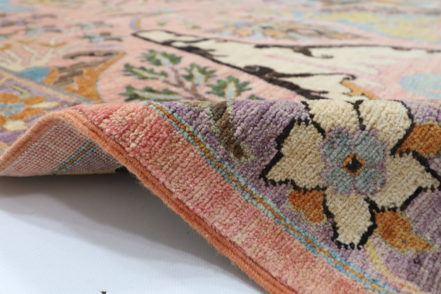 308 x 423 cm | Kawros Pink Area Rug Afghan Hand Knotted Veg Dye Wool carpet
